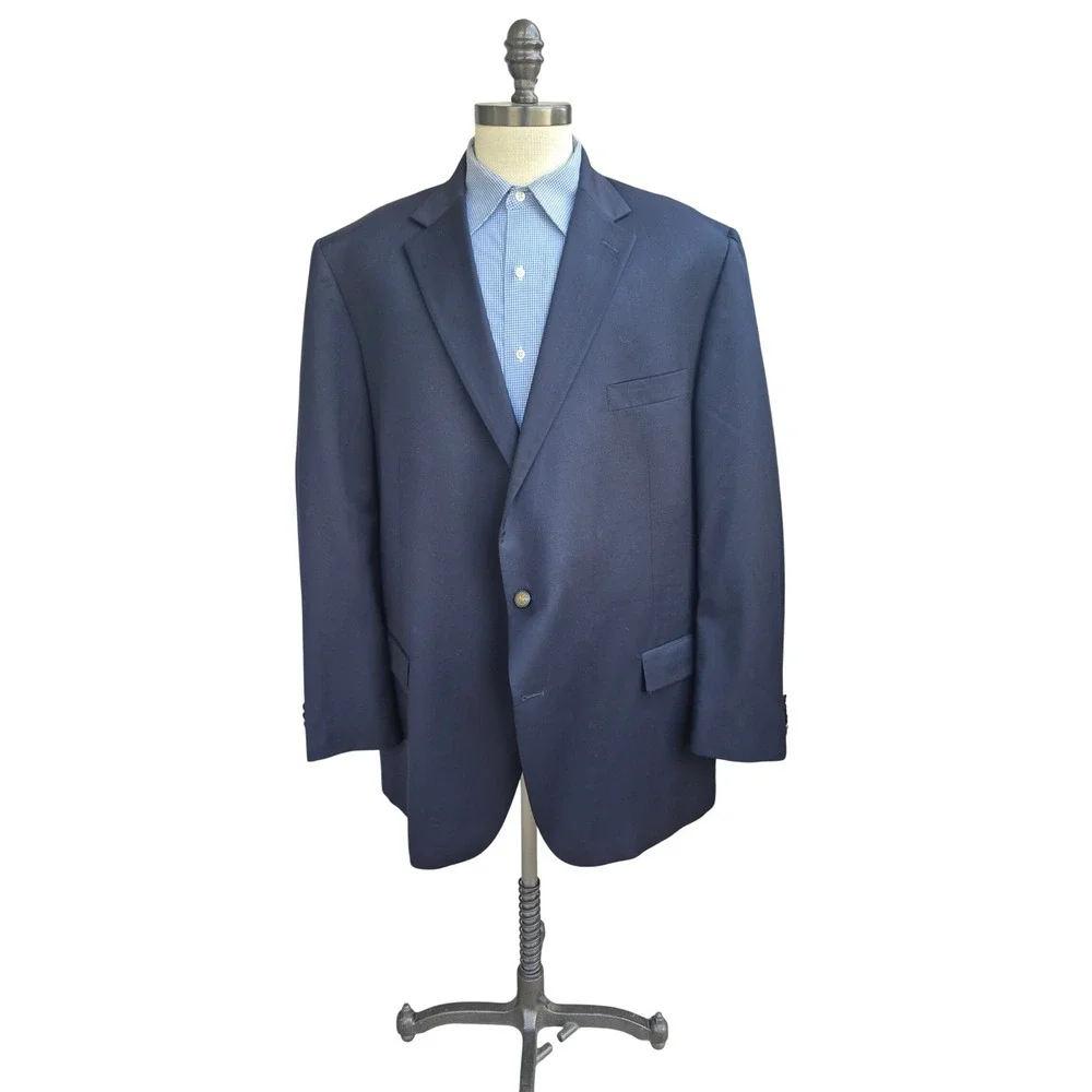 Hart Schaffner Marx Mens Navy Blue 2 Button Blazer Sport Coat for Dillards 54L